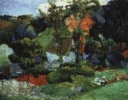 Paul Gauguin landskap, pont-aven oil